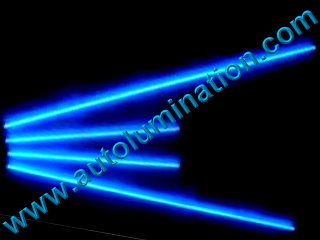 Car with Neon Underbody Light Tubes Blue