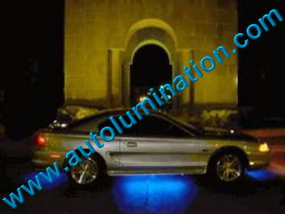 Car with Neon Underbody Light Kit Blue